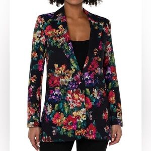 LIVERPOOL BOYFRIEND BUTTON FRONT BLAZER BOUQUET FLORAL PRINT